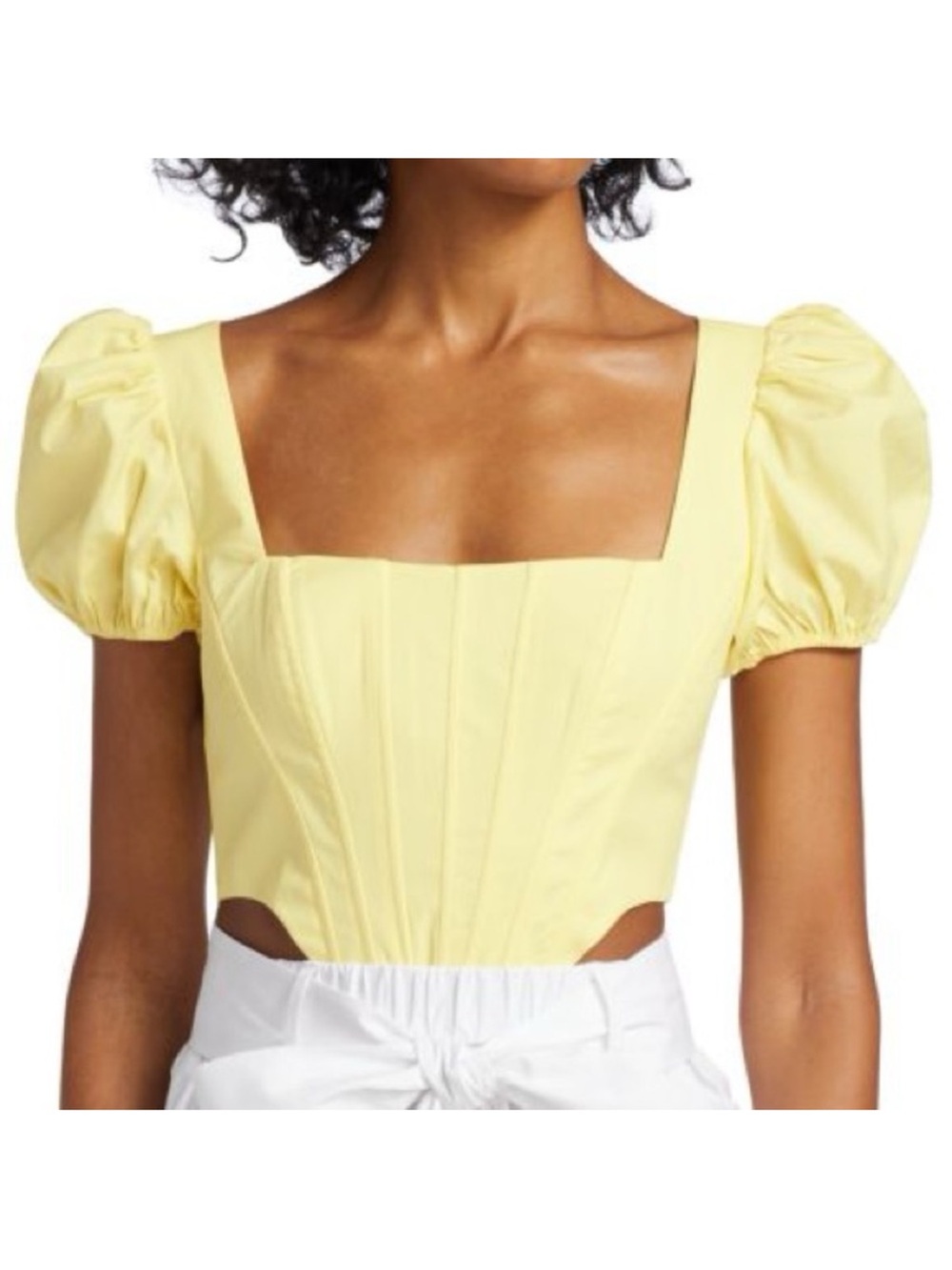 Staud Eliza Top Corset Puff Sleeve yellow-4